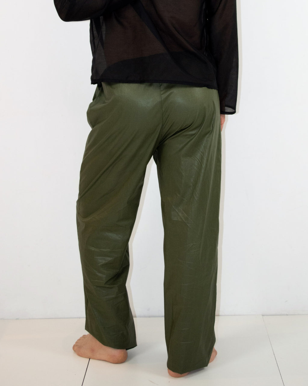 Olive waxed trousers