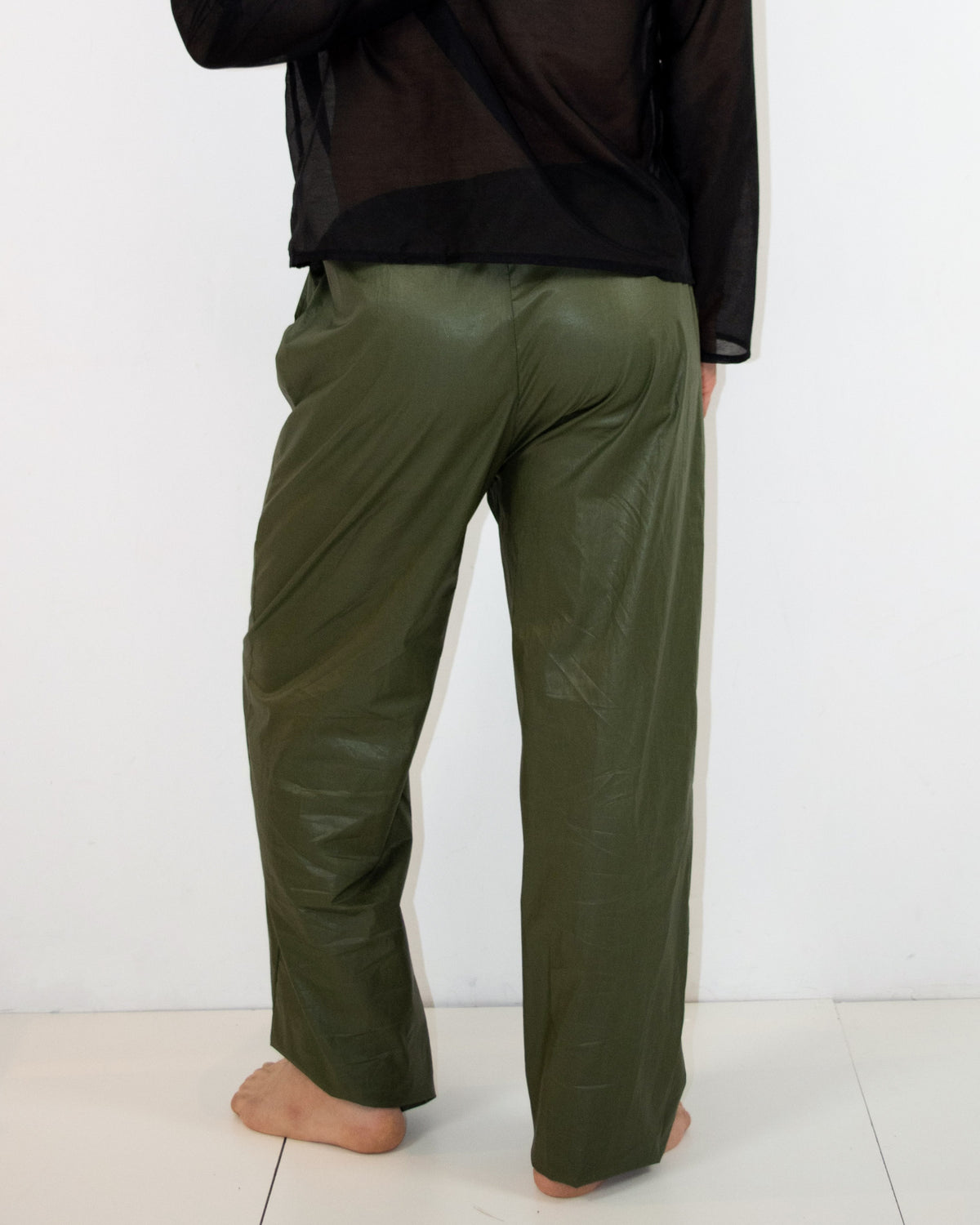 Olive waxed trousers